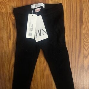 Zara Kids Textured Black Leggings